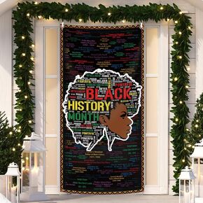 Mehofond Black History History Month Door Cover Decorations African American History Month Black Girl Banner Party Supplies Photos Background Procession for Outdoor Outdoor Black History Month Home Door Banner Party Supplies