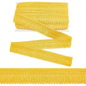 MAYJOYDIY 15 Yards 1.57 Inch Floral Yellow Cotton Tassel Fringe Trim Sewing Fringe Trim Lace Trim Ribbon Trimming Curtain Border Trim for Clothes Sewing Dress Lamp Shade Rugs Blanket Decoration