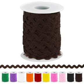 Keadic 27 Yard/25m Wave Bending Fringe Trim, 5mm/0.2 Inch Rick Rack Lace Ribbon for Sewing Clothes Dress Embellishment Party Decoration Craft Supply (Yellow)