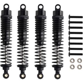 4Pack 1/10 RC Truck Car Adjustable Shock Absorber Damper 108004 Upgrade Parts 108mm Oil 108mm Oil Adjustable Alloy Aluminum Shock For 1:10 HSP 94188 94108 94111 Redcat Volcano (Black)