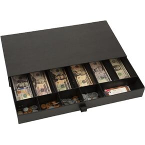 Cardboard Cash Register Drawer with Coins Bills Business Card Compartments Money Play Toy Gift for Kids Fit Real Money Too Box Only