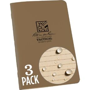 Rite in the Rain Weatherproof Leader Book, 4.625" x 7", Tactical Tan Stapled Notebook, Universal Pattern with Army Reference Material (No. 980T-LITE)