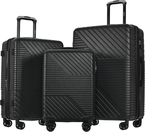 Merax Luggage Set 3-Piece Hardside Expandable Suitcase with TSA Lock Spinner Wheels, Lightweight, Pink, 20/24/28 in Saudi Arabia
