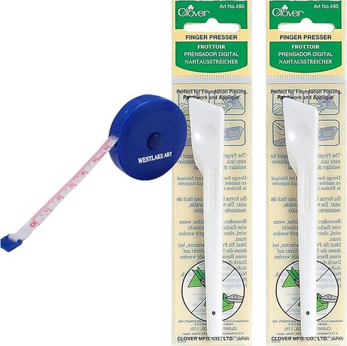 أداة Westlake Art Finger Presser ، 0.32 أوقية - أداة الضغط على النسيج الدقيقة للخياطة وإمدادات اللحف | مجمع مع شريط قياس النسيج أداة متعددة الاستخدامات وصياغة ~ [حزمة 2] in Kuwait