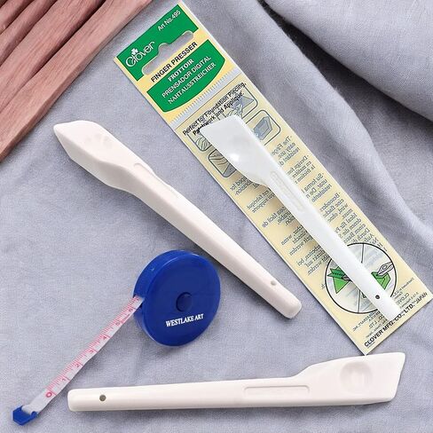 أداة Westlake Art Finger Presser ، 0.32 أوقية - أداة الضغط على النسيج الدقيقة للخياطة وإمدادات اللحف | مجمع مع شريط قياس النسيج أداة متعددة الاستخدامات وصياغة ~ [حزمة 2] in Kuwait