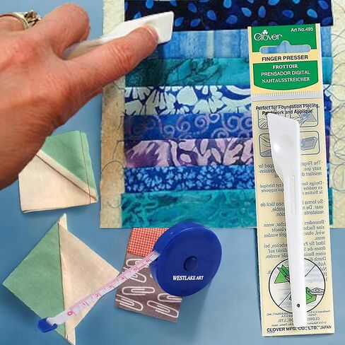 أداة Westlake Art Finger Presser ، 0.32 أوقية - أداة الضغط على النسيج الدقيقة للخياطة وإمدادات اللحف | مجمع مع شريط قياس النسيج أداة متعددة الاستخدامات وصياغة ~ [حزمة 2] in Kuwait