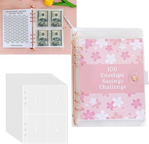 logfaadcoi 100 مغلف الأموال توفير الموثق التحدي مع الأظرف النقدية ، الوردي in Kuwait