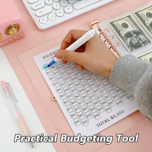 logfaadcoi 100 مغلف الأموال توفير الموثق التحدي مع الأظرف النقدية ، الوردي in Kuwait