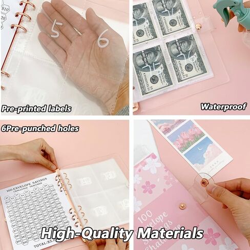 logfaadcoi 100 مغلف الأموال توفير الموثق التحدي مع الأظرف النقدية ، الوردي in Kuwait