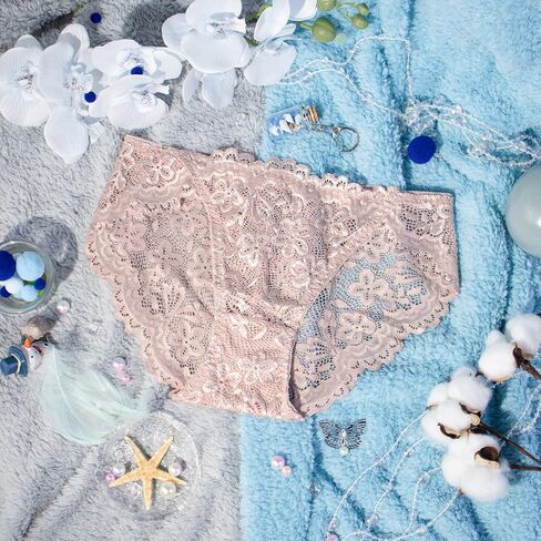 Hibluco Women Lace Underwear Sexy Breathable Hipster Stretch Panties Bikinis in Kuwait