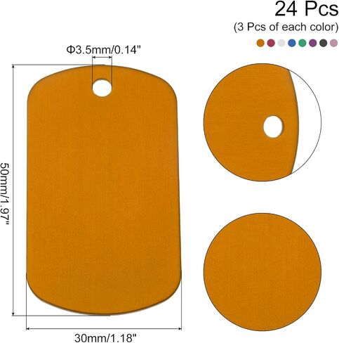 MECCANIXITY Set of 24 Rectangle Aluminum Blank Tags 50 x 30 x 1mm Engraving Stamping Blanks Metal Blanks Label for DIY Jewelry Stamping Tools 8 Color in Saudi Arabia