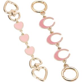 2 Pcs Bag Extender Chain Purse Strap Extenders Heart Purse Chain Extender Bag Chain Straps Charms for Handbag Shoulder Crossbody Bag Pink