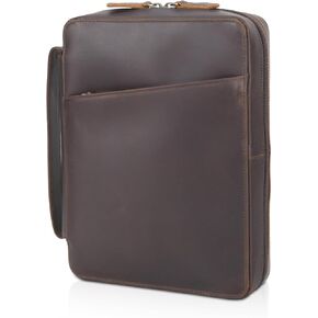 Polare Full Grain Leather Bible Cover Church Bag 10x7.5x2.2 inch Carrying Book Case Bible Protective with Handle and YKK Zippered Pocket