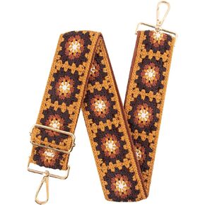 Framendino, Crochet Flower Purse Straps Replacement Cross Body for Handbags Adjustable Floral Shoulder Strap 2 Inch Wide