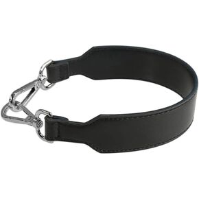Purse-Strap Replacement Faux Leather Handbag-Strap Short Handles Shoulder Bag Strap Replacement with Metal Clasp Black(Gunblack Clasp)