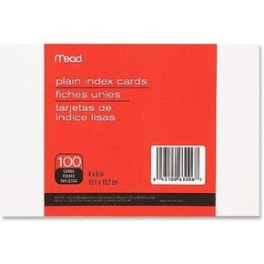 Mead Index Cards, Note Cards, Plain, 100 Count, 4" x 6", White (63306)