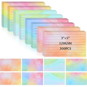 Colored Ruled Index Cards 3x5 Note Cards 120Gsm Watercolor Cards Stationery Paper With Lines Flash Cards For Studying Blank Writing Cards Colored Paper For School Office Learning Greeting (300)