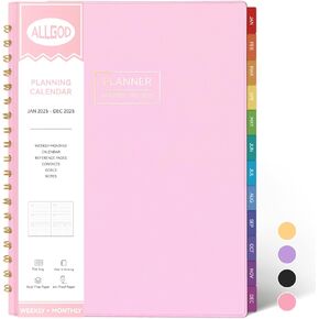 2025 Planner Weekly and Monthly, Planner 2025-2026, Jan 2025 - Dec 2025, 8.5 x 11", Academic Year Planner, Spiral Daily Planner Organizer, Flexible Soft Cover, Monthly Tab, Pink