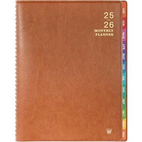 2025-2026 Monthly Planner - Jul. 2025 - Dec. 2026, 2025-2026 Calendar/Planner 18 Months with Faux Leather, 8.86" x 11.4", 15 Notes Pages, Strong Twin - Wire Binding, Pocket, Monthly Tabs, Perfect Organizer