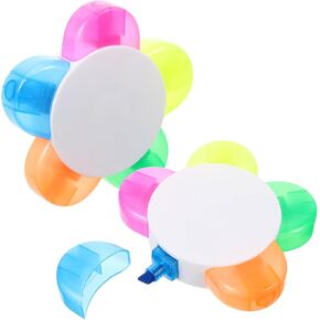 NUOBESTY Petals Highlighters, Flower Shape Highlighter Markers, Watercolor Highlighter Pens, 5 Colors Fluorescent Pens for Kids School Office Stationery Supplies
