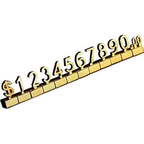 SUQ I OME 10 Sets Counter Stand Label Tag Store Sign Holders Metal Arabic Number Price Tag Price Display Stand for Retail Shop Store (Gold)