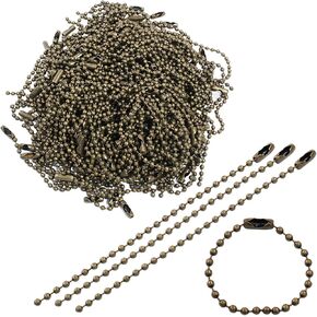 200Pcs Bronze Ball Chain Bulk，Metal Ball Bead Chain 4 inch Ball Chain Keychains with Connectors for Hanging Keychain Decoration