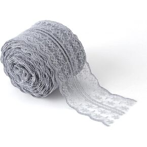 Tyenaza Lace Ribbon, 4.5CM Yards Floral Ribbon Lace Fabric Lace Trim by The Roll for DIY Sewing Wedding Invitation, Cards, Gift Wrapping(Gray)