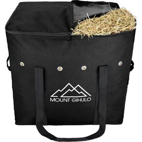 Small Hay Bag for Horses - 900D Polyester Horse Hay Bag, Hay Storage Bag - Carry Handles, PVC Waterproofing (Black, Small)