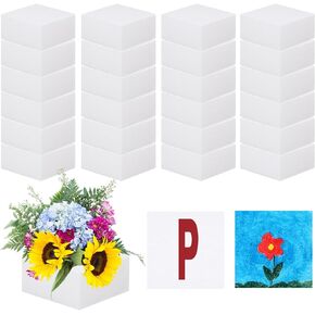 Gilprop 24 PCS Craft Foam Blocks 4x4x2 polystyrene brick with letter sticker egerment eedle and fishing line foam cubs for diy floral spiral serielet art sculpting sculpting decoration
