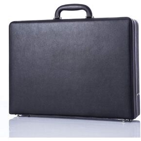 feixueer Hardsided Attaché Cases Leather Mens Briefcase Hard Shell Vintage Outlook Organized Interior- Black