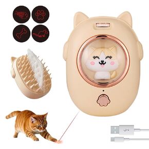 2-in-1 Cat Brush & Interactive Cat Toy ، ألعاب Cat مع 5 أنماط قابلة للتبديل للقطط الداخلية ، ومشط تدليك سيليكون قابل لإعادة شحن USB للتدليك وإزالة الفراء الفضفاضة ، والتصميم اللطيف