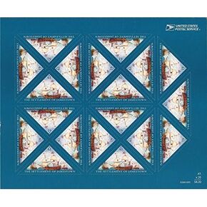Settlement of Jamestown: Tall Ships, Full Sheet of 20 x 41-Cent Triangle Postage Stamps, USA 2007, Scott 4136 by USPS