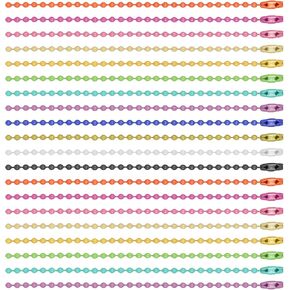 100pcs ball beads chain ، حبة مفتاحية ملونة سلاسل المعادن معلقة سلاسل قلادة لعلامة الكلاب صنع سلسلة مفاتيح المجوهرات الحرفية DIY (لون مختلط)