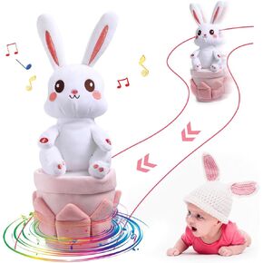 Emoin Bunny Plush Toys Sing Bunny Crawling Toys for Girls Boys, Bunny Stuffed Animal Interactive Toys with Running Singing，Easter Bunny Plushies for Easter Birthday Gift 3+ Kids