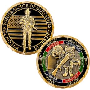 Armor of God Challenge Coin - 2 Inch Diameter - Modern Version Ephesians 6:11-18 - Disabled Vet Owned Business | Armor of God Coin
