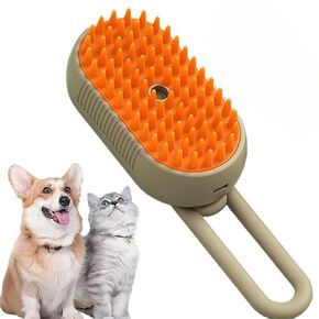 Cat Steam Brush,Rechargeable with Handle,Self-Cleaning Grooming Tool,for Cats and Dogs,3 In 1 Cat Steamy Brush, Multifunctional Hair Comb for Removing Tangled and Loose Hair (beige)