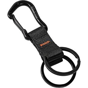 DELSWIN Carabiner Lanyard Keychain, Heavy Duty Key Chains for Car Key with 2 Key Rings, Multifunctional Black Keychains for Men and Women