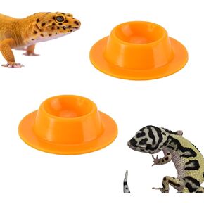 2 Pack Leopard Gecko Food Dish Gecko Calcium Dish Gecko Food Dish and Water Feeding Bowl Reptile Water Food Bowl Calcium Bowl for Bearded Dragon Lizard Turtle Gecko Jumping Spider