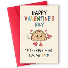 Funny Valentines Day Card Gifts for Him Boyfriend, Naughty Valentine's Day Gifts for Men, Unique Valentines Day Cards for Husband, Taco Vday Cards