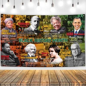 Black History Month Backdrop African American History Month Banner Pan African American Black History Month Decorations for Home Party