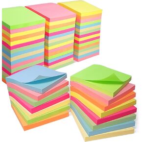 Sticky Notes 3x3 Inches, Self-Stick 48 Pads Bulk, 8 Bright Colors, Colorful Self-Adhesive Notes Pads for Home, School, Office, Notebook, 75 Sheets/Pad