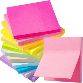 Mr. Pen Sticky Notes, 3'x3', 12 Pads, 600 Sheets, Pastel Colors