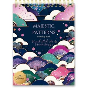Majestic Patterns - Spiral-Bound Adult Coloring Book - Single-Sided Designs, Thick Artist-Quality Paper, Durable Hardcover - Creative Expression, Relaxation, Mindfulness, Self-Care