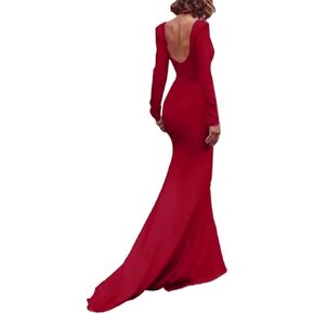 Long Sleeves Mermaid Wedding Dresses Satin Square Neck Evening Party Gowns Trailing Formal Dress for Women