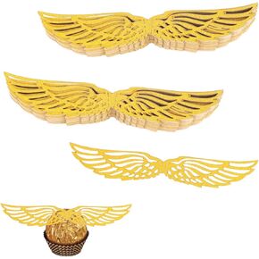 50pcs Golden Wing Cupcake Toppers, Hollow Golden Wings Decor with 50 Dispensing Glue Gold Cupcake Toppers for Birthday Wedding Party Favor