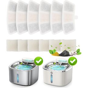 6pcs Replacement Filters for PW04 3.5L Wireless Cat Water Fountain （For fountain in model PW04)