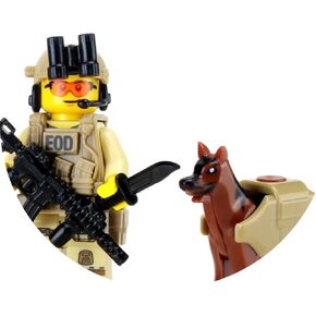 Battle Brick Collectible EOD Explosive Ordnance Disposal Specialist K9 Custom Minifigure | Genuine Military Minifig | Packaged in The USA | 1.6 Inches Tall | Great Gift for Ages 10+ to Adult AFOL