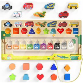 Magnetic Maze Shape Busy Board - Montessori Educational Wooden Toy for All Toddlers 3+, Preschool Sensory & Cognitive Learning Adventure, Fine Motor Skills, Colors Puzzle, Autism-Friendly Toy
