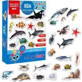 Fridge Magnets for Toddlers - 30 SEA Photo Kids Magnets for Fridge - Toddler Magnets for Refrigerator - Magnetic Animals - Fridge Magnets for Kids - Animal Magnets - Toddler Fridge Magnets