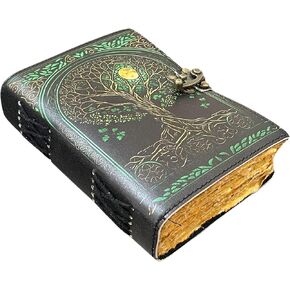 مجلة Grimoire Leather Journal ، مجلة Tree Of Life Journal ، تعويذة فارغة كتاب من الظلال الجلدية الهدايا السماوية له